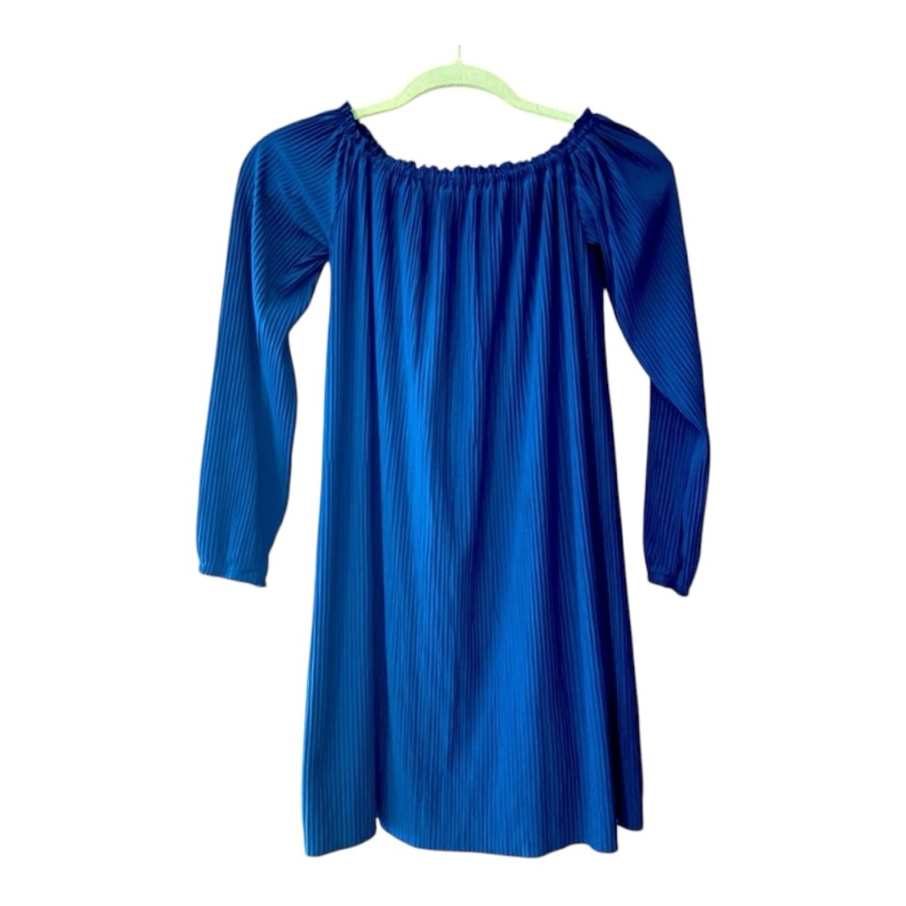 Navy Ribbed Lined Long Sleeve Dress - Size XS